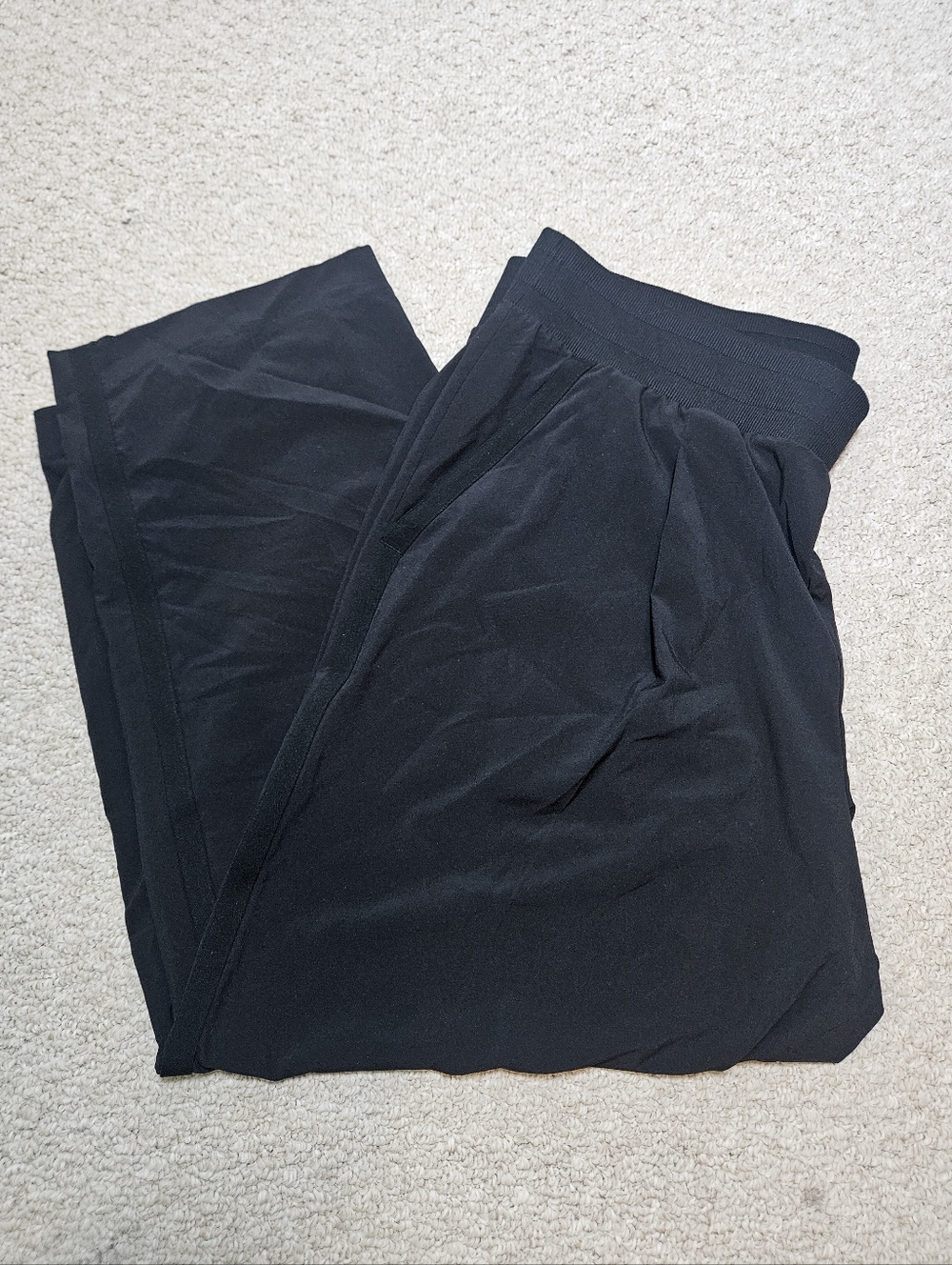 T By Talbots Black Lightweight Pull On Elastic Athletic Lounge Wide Pants XL NEW
